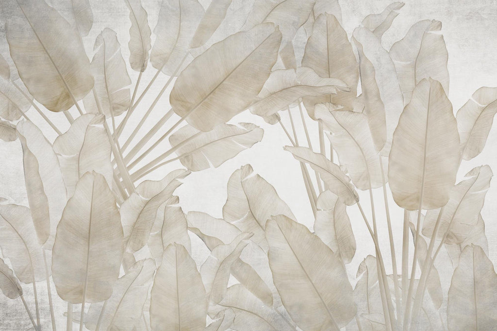 Big Tropical Leaf Wallpaper, Beige Floral Wall Mural, Peel & Stick - View 7