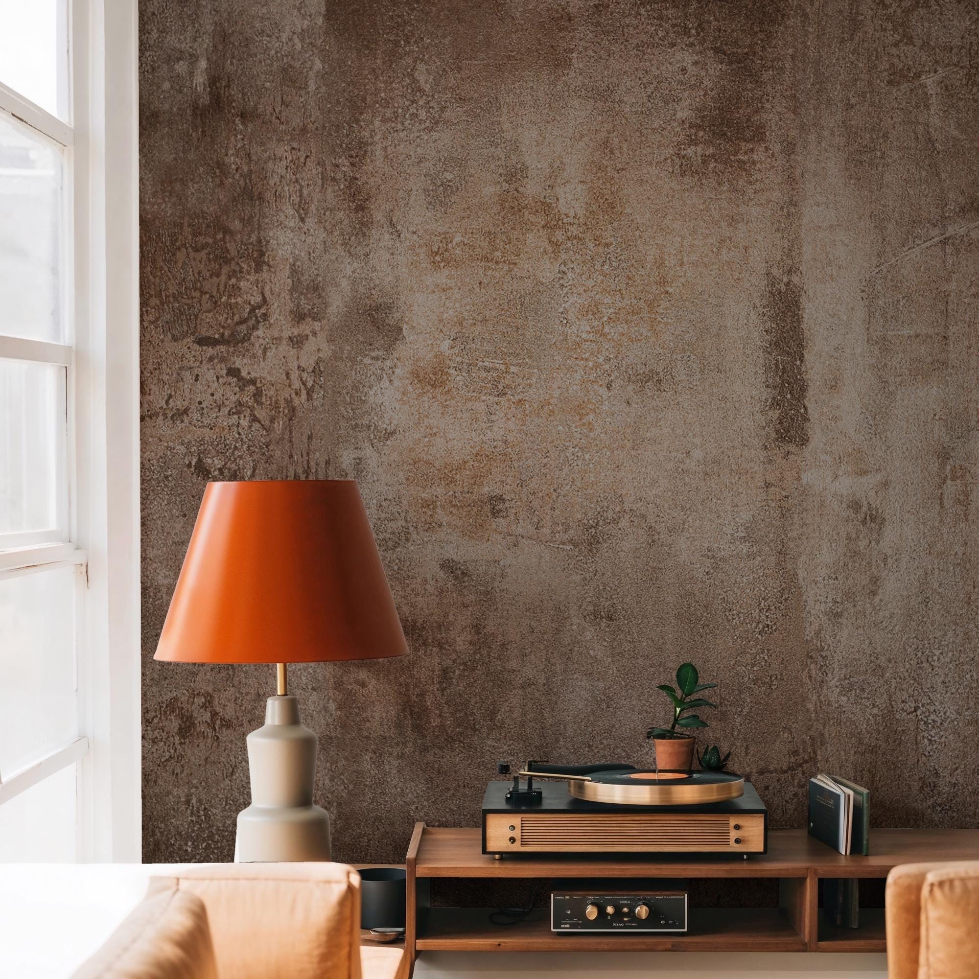 Brown Concrete Texture Wallpaper Mural: Industrial Peel & Stick