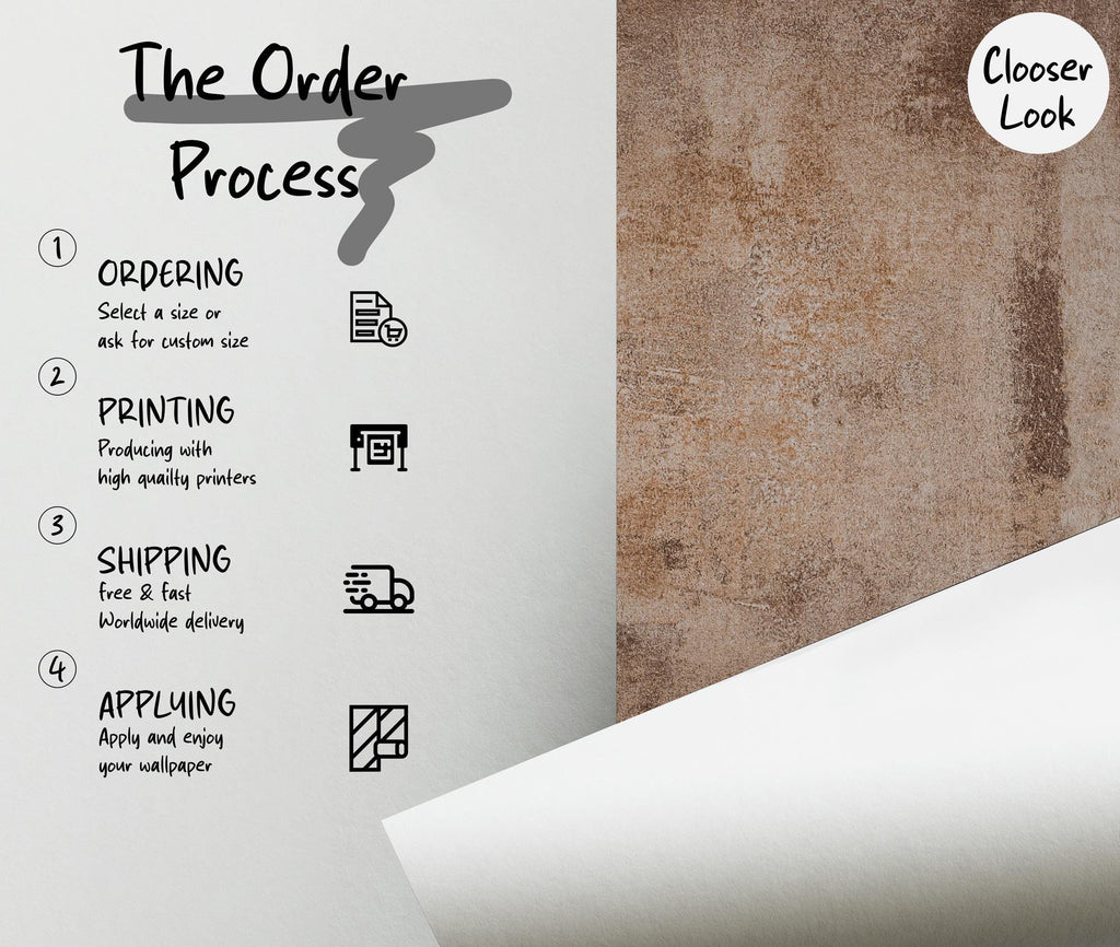 Brown Concrete Texture Wallpaper Mural: Industrial Peel & Stick - View 3