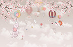 Cherry Blossom Nursery Wallpaper: Hot Air Balloon Animal Wall Mural - View 7