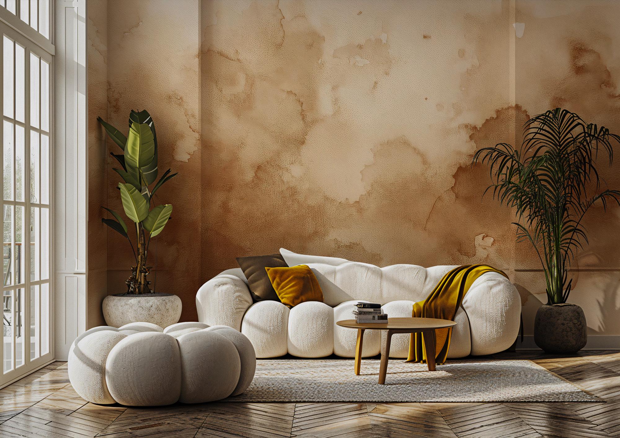 Concrete Texture Wallpaper Mural, Neutral Beige Peel and Stick Wall Art - View 5