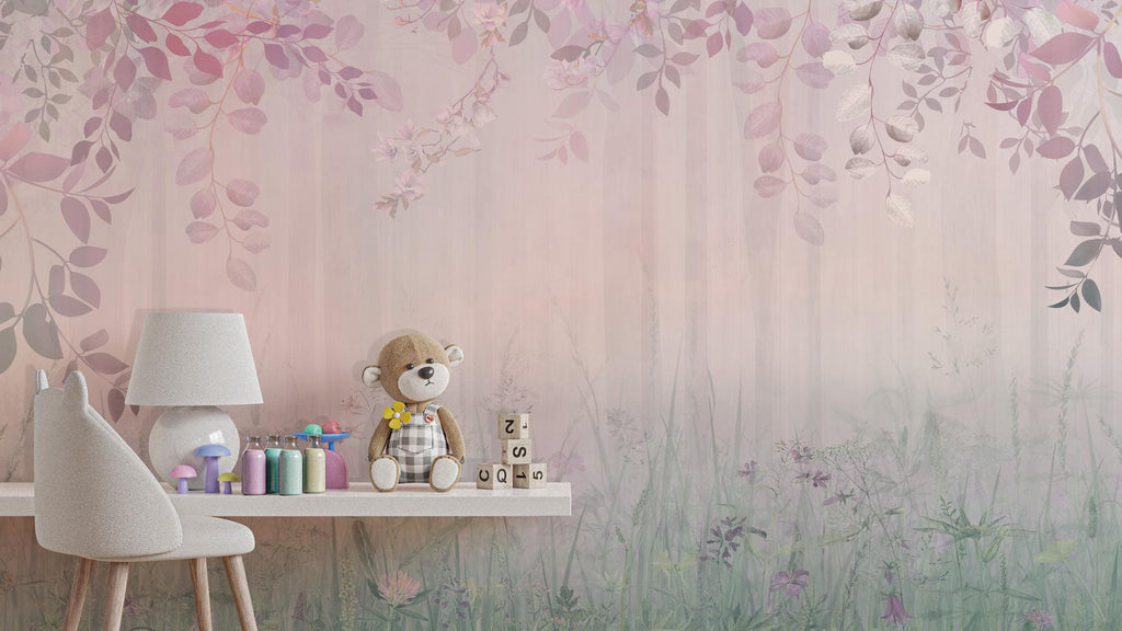 Soft Pastel Floral Wallpaper Mural: Whimsical Kids' Room Decor, Peel and Stick