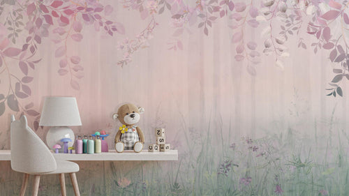 Soft Pastel Floral Wallpaper Mural: Whimsical Kids' Room Decor, Peel and Stick