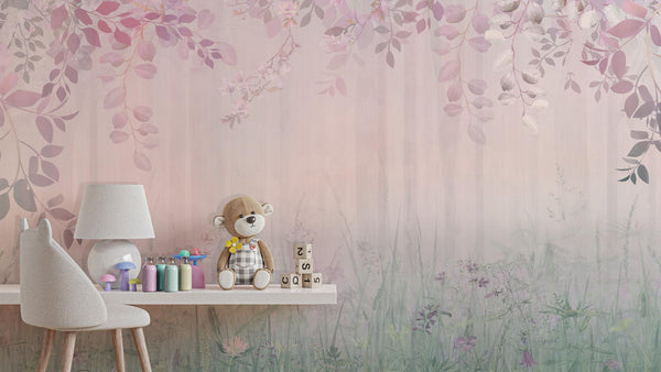 Soft Pastel Floral Wallpaper Mural: Whimsical Kids' Room Decor, Peel and Stick