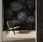 Dark Floral Wallpaper: Botanical Peel & Stick Wall Mural - View 3