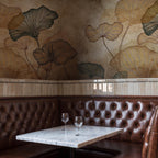 Ginkgo Leaf Wallpaper: Beige Japanese Wall Mural, Peel and Stick - View 6