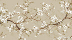 Cherry Blossom Wall Mural: Beige Chinoiserie Peel and Stick Wallpaper - View 6