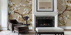 Cherry Blossom Wall Mural: Beige Chinoiserie Peel and Stick Wallpaper - View 5