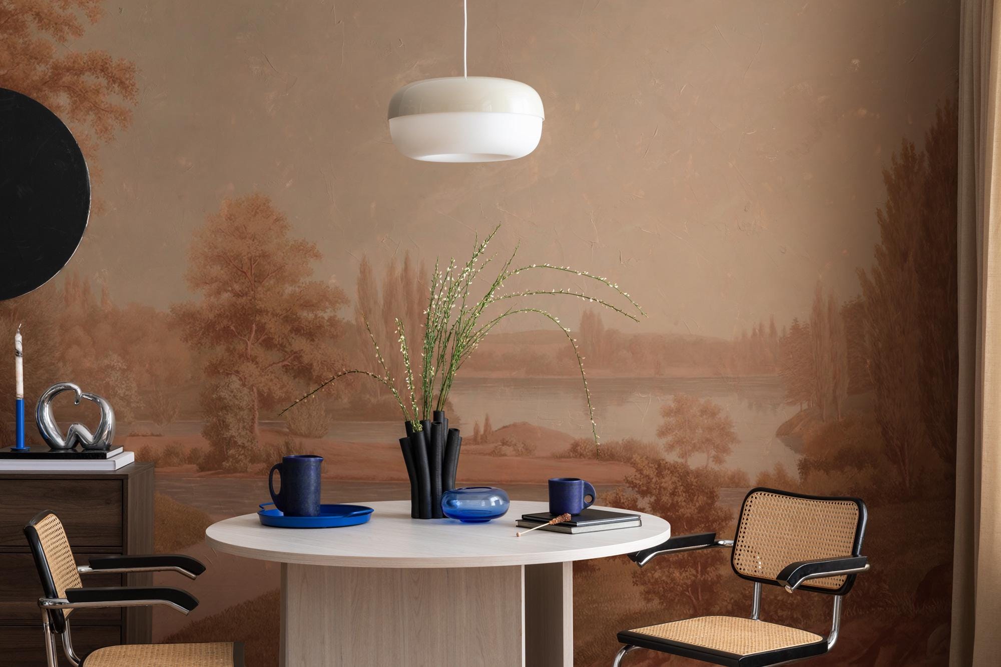 Vintage Countryside Wallpaper Mural: Pastoral Landscape Peel & Stick - View 5