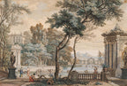 Vintage European Landscape Wallpaper Mural: Classical Garden Scene, Peel and Stick - View 6