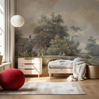 Vintage Countryside Scene Wallpaper Mural: Pastoral Landscape Peel & Stick - View 4