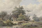 Vintage Countryside Scene Wallpaper Mural: Pastoral Landscape Peel & Stick - View 7