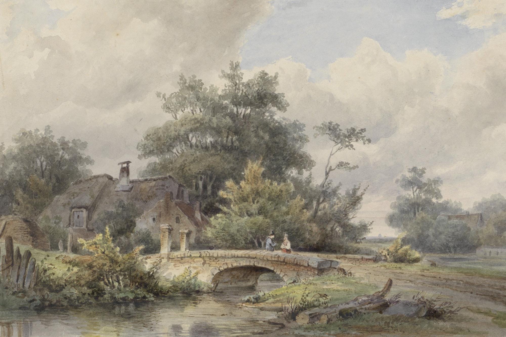Vintage Countryside Scene Wallpaper Mural: Pastoral Landscape Peel & Stick - View 7