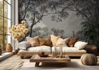 Vintage Grisaille Landscape Wallpaper Mural: Soft Grey Classical Scene, Custom Size