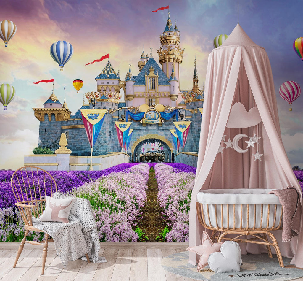 Disney Castle Wallpaper, Princess Nursery Decor, Peel and Stick - View 3