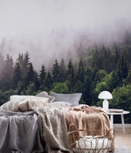 Foggy Forest Wallpaper: Misty Woodland Peel & Stick Wall Mural - View 5