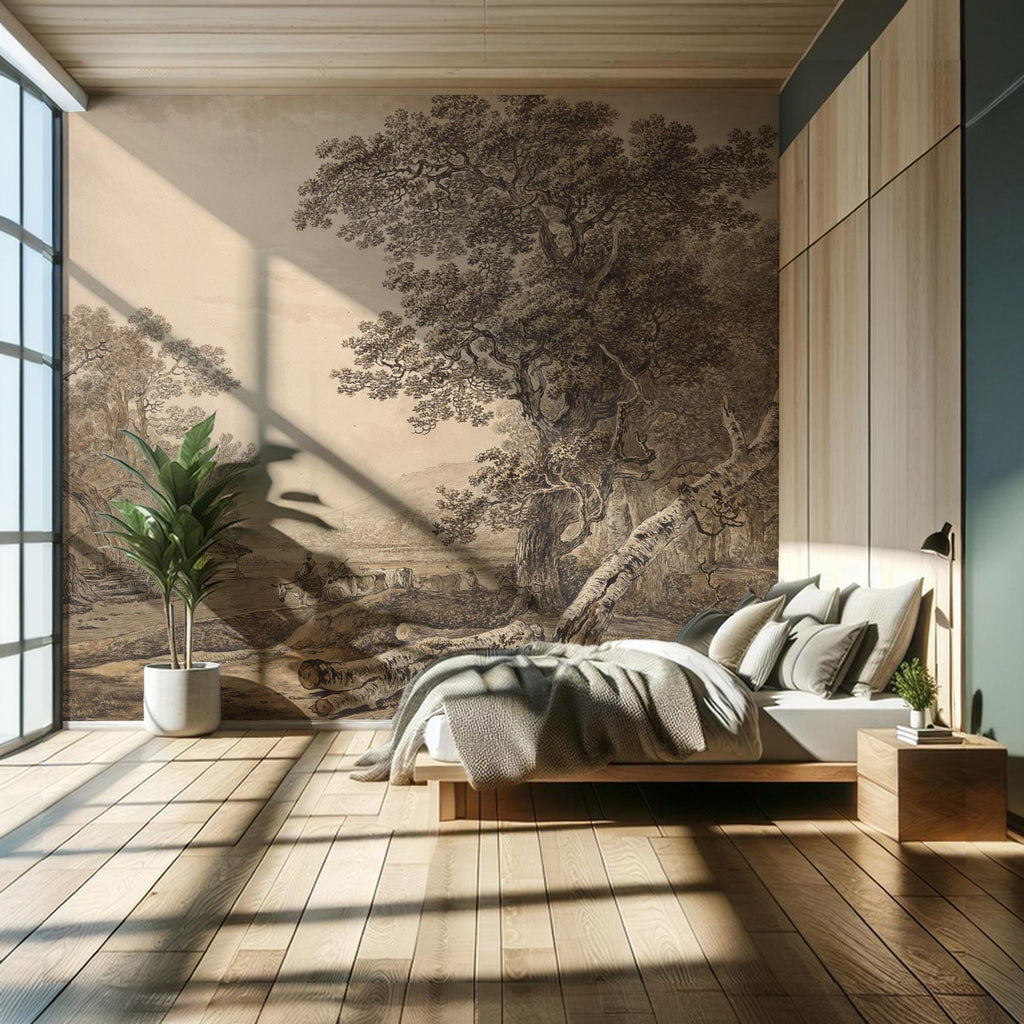 Vintage Countryside Peel and Stick Wallpaper Mural, Landscape Wall Mural - View 5