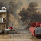 Dark Gothic Landscape Wallpaper Mural: Moody Vintage Wall Art, Peel and Stick - View 3