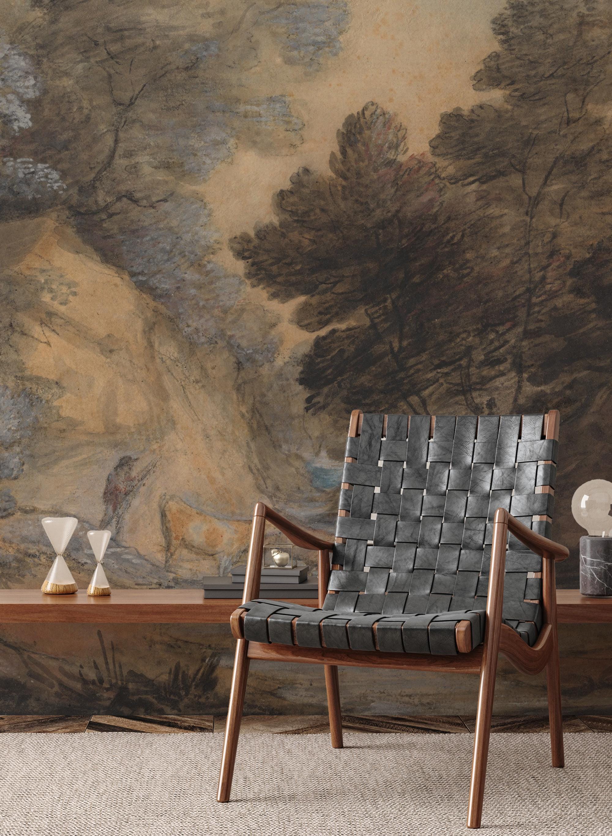 Dark Gothic Landscape Wallpaper Mural: Moody Vintage Wall Art, Peel and Stick - View 4