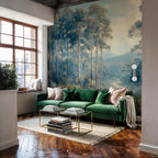 Forest Wall Mural: Misty Woodland Landscape, Peel and Stick Wallpaper - View 2