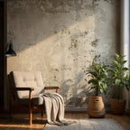 Beige Concrete Peel and Stick Wallpaper: Industrial Loft Wall Mural - View 2