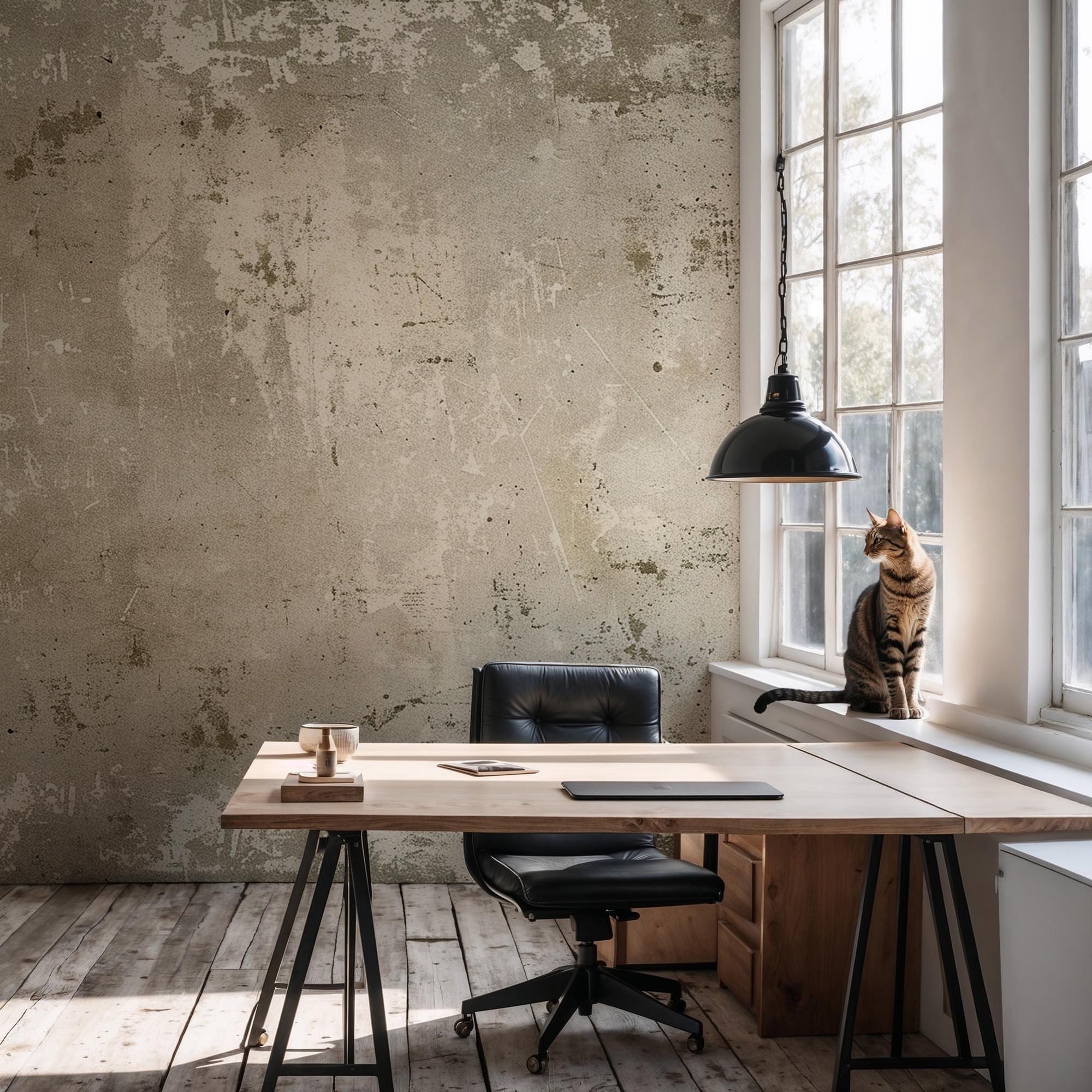 Beige Concrete Peel and Stick Wallpaper: Industrial Loft Wall Mural
