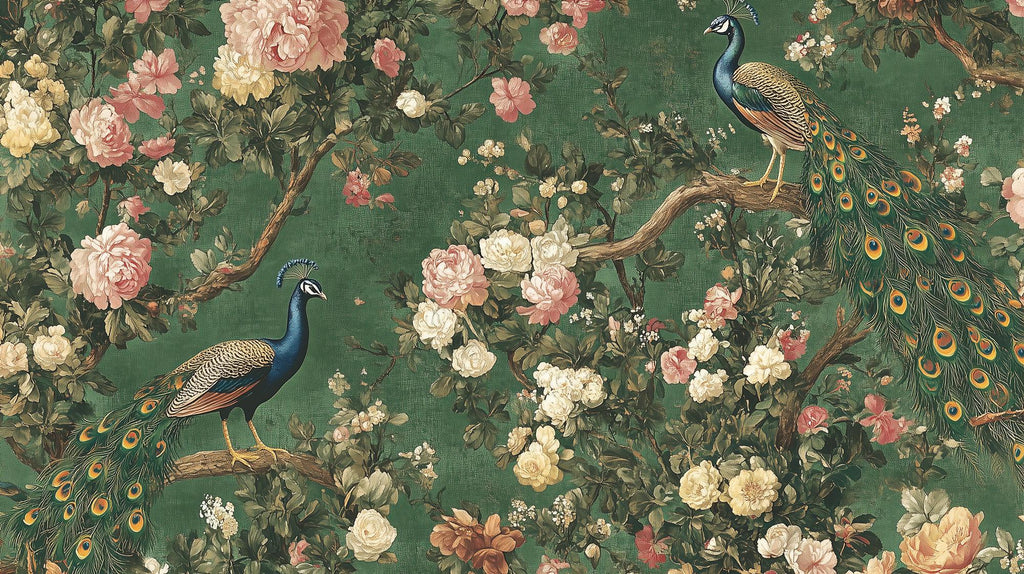 Peacock Chinoiserie Wallpaper Mural - View 6
