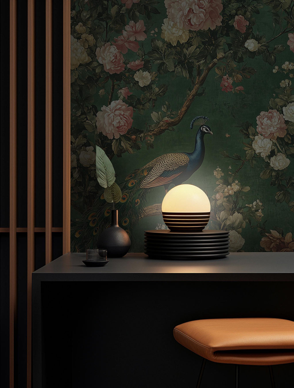 Peacock Chinoiserie Wallpaper Mural - View 5
