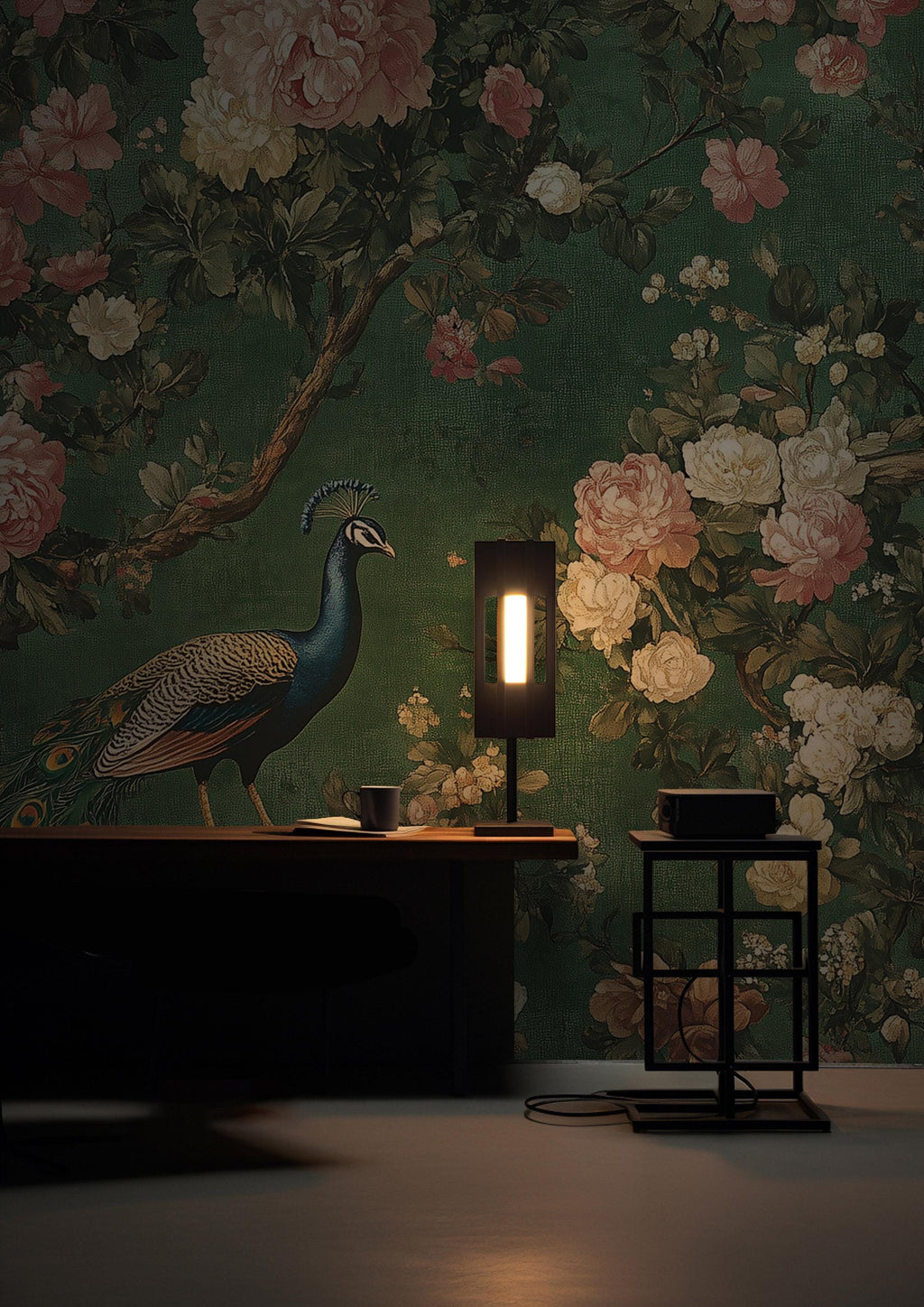 Peacock Chinoiserie Wallpaper Mural - View 3