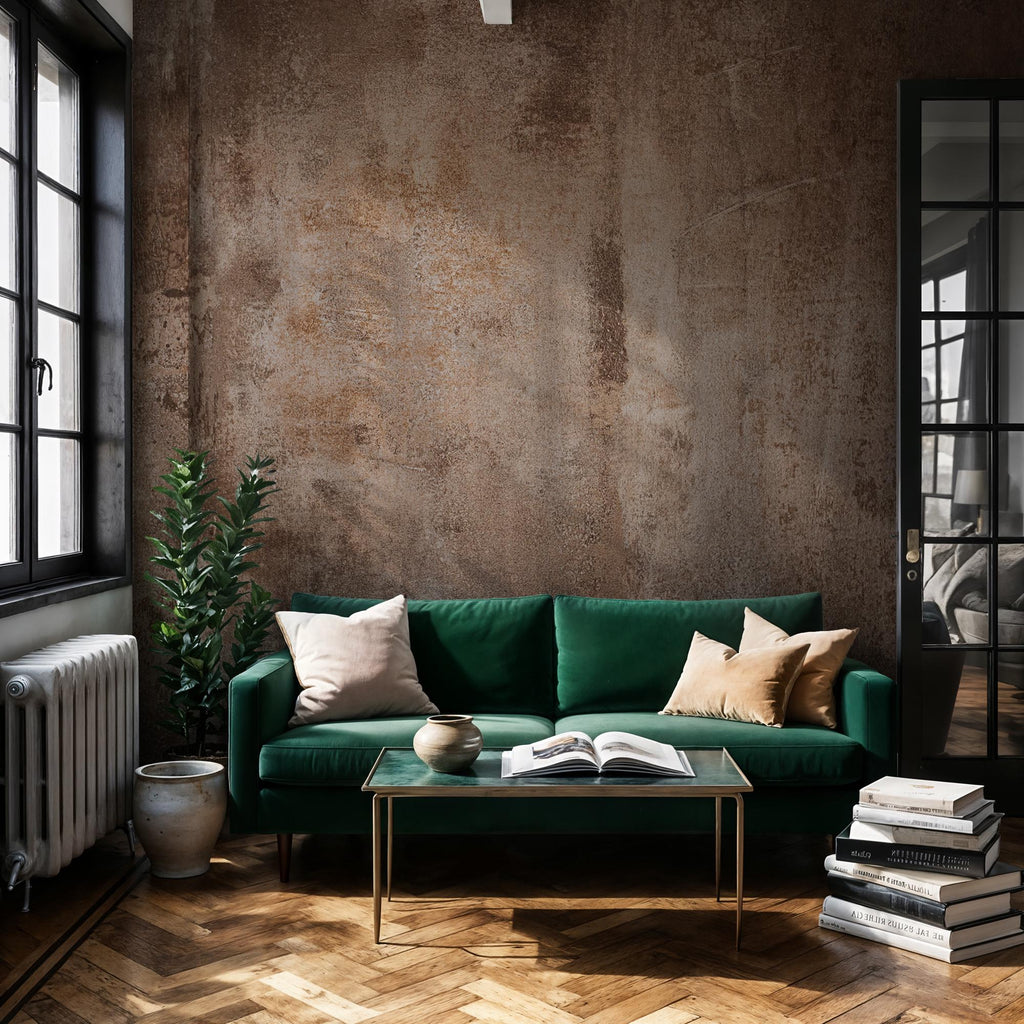 Brown Concrete Texture Wallpaper Mural: Industrial Peel & Stick - View 4