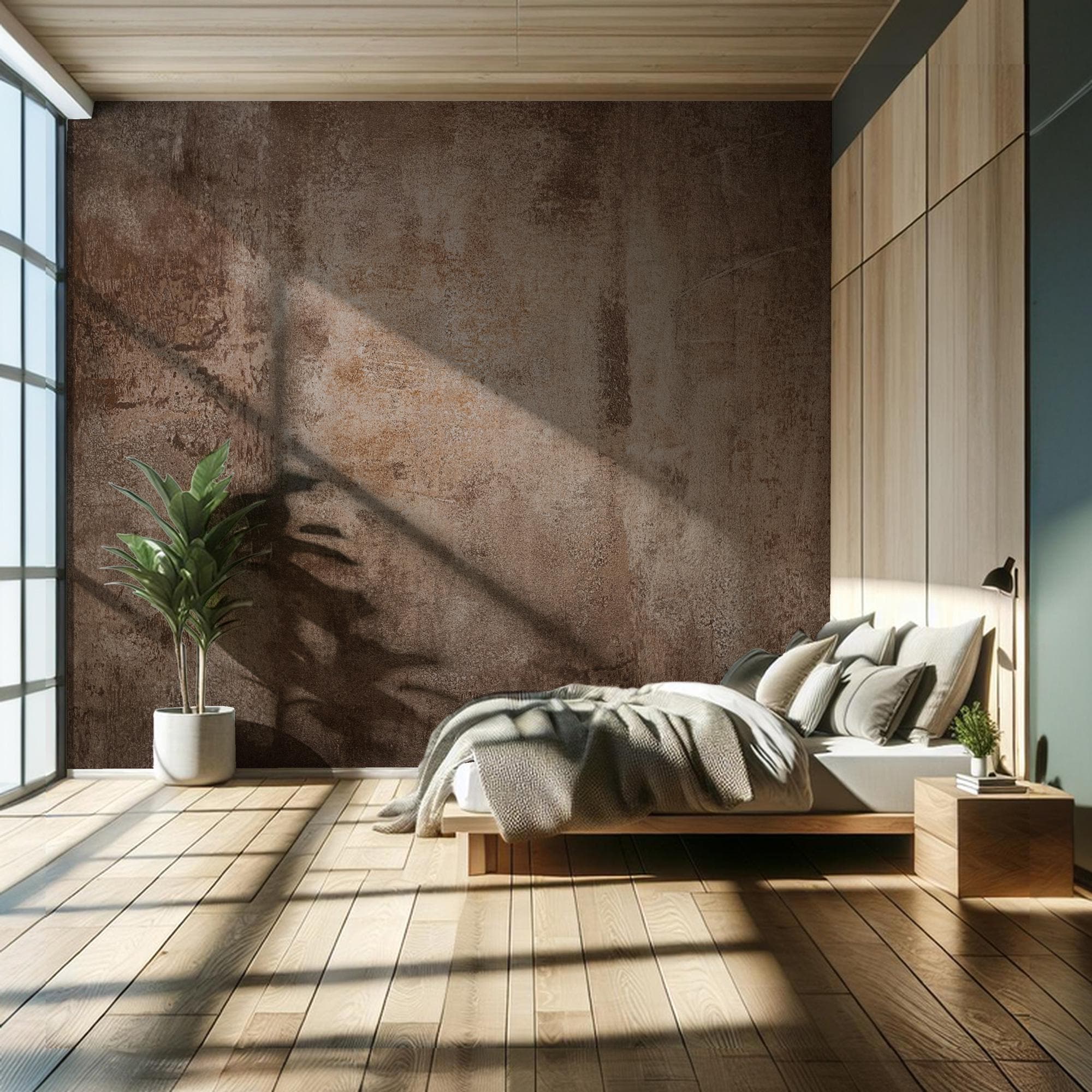 Brown Concrete Texture Wallpaper Mural: Industrial Peel & Stick - View 2