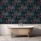 Mushroom Fern Wallpaper Mural: Dark Botanical Peel and Stick Wallpaper - View 5