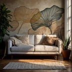 Ginkgo Leaf Wallpaper: Beige Japanese Wall Mural, Peel and Stick - View 5