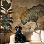Ginkgo Leaf Wallpaper: Beige Japanese Wall Mural, Peel and Stick - View 2