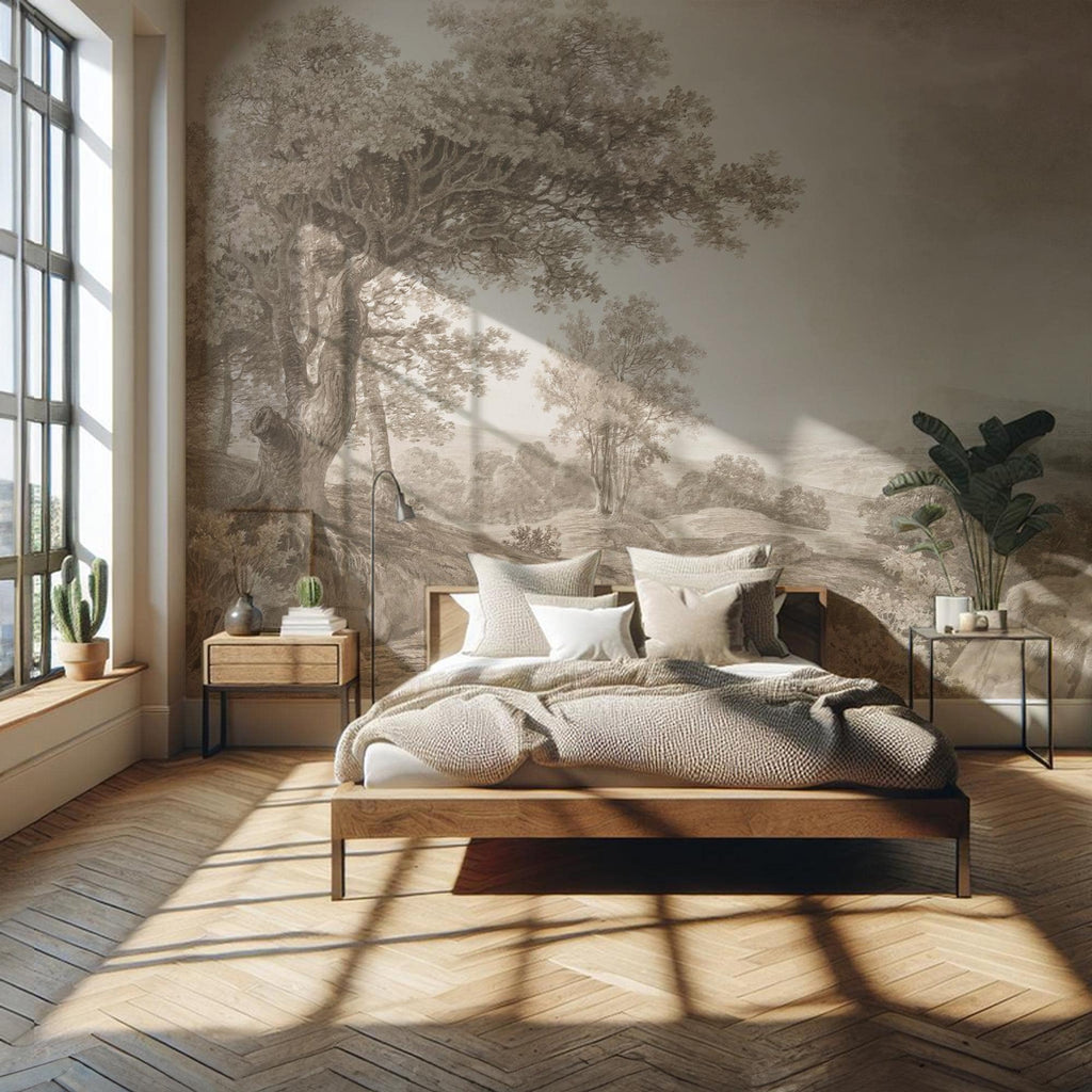 Vintage Tree Landscape Wallpaper Mural: Amazon Forest Peel and Stick