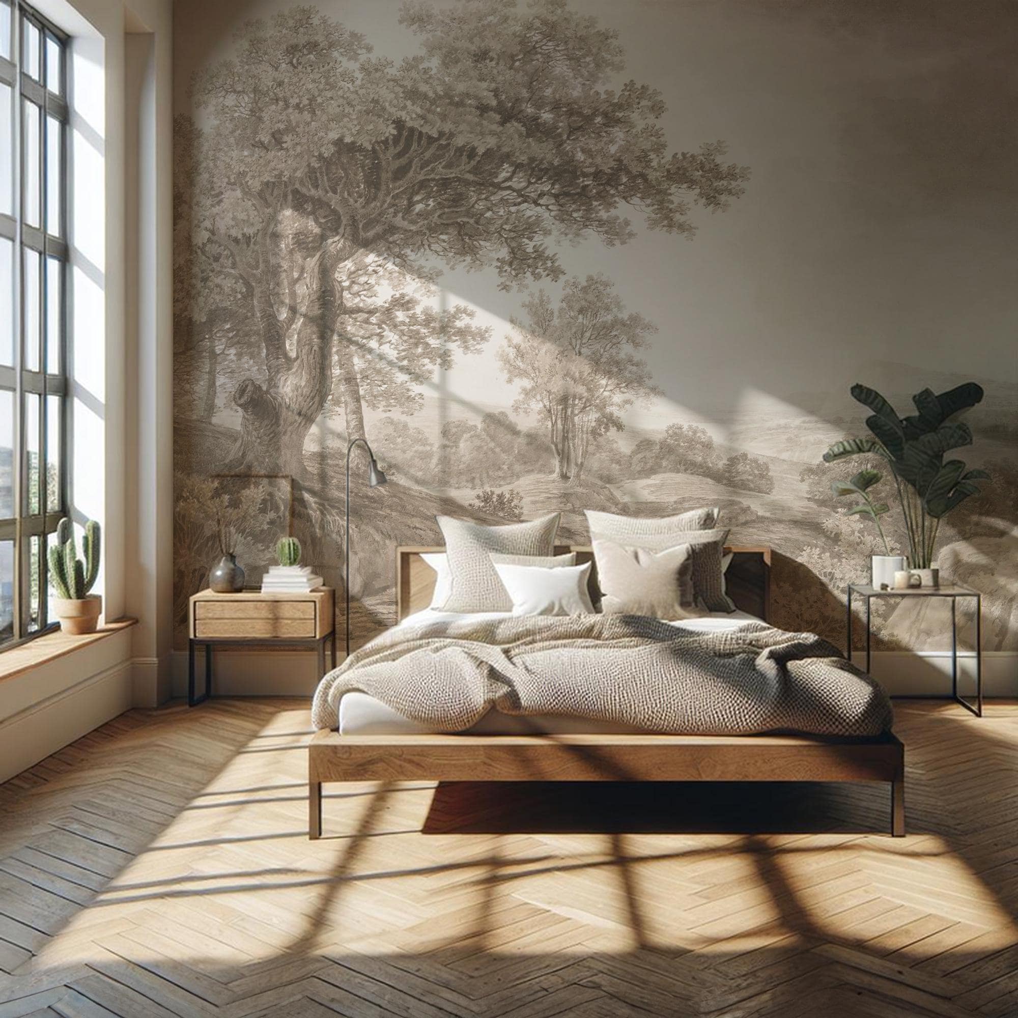 Vintage Tree Landscape Wallpaper Mural: Amazon Forest Peel and Stick