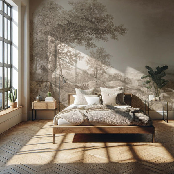 Vintage Tree Landscape Wallpaper Mural: Amazon Forest Peel and Stick