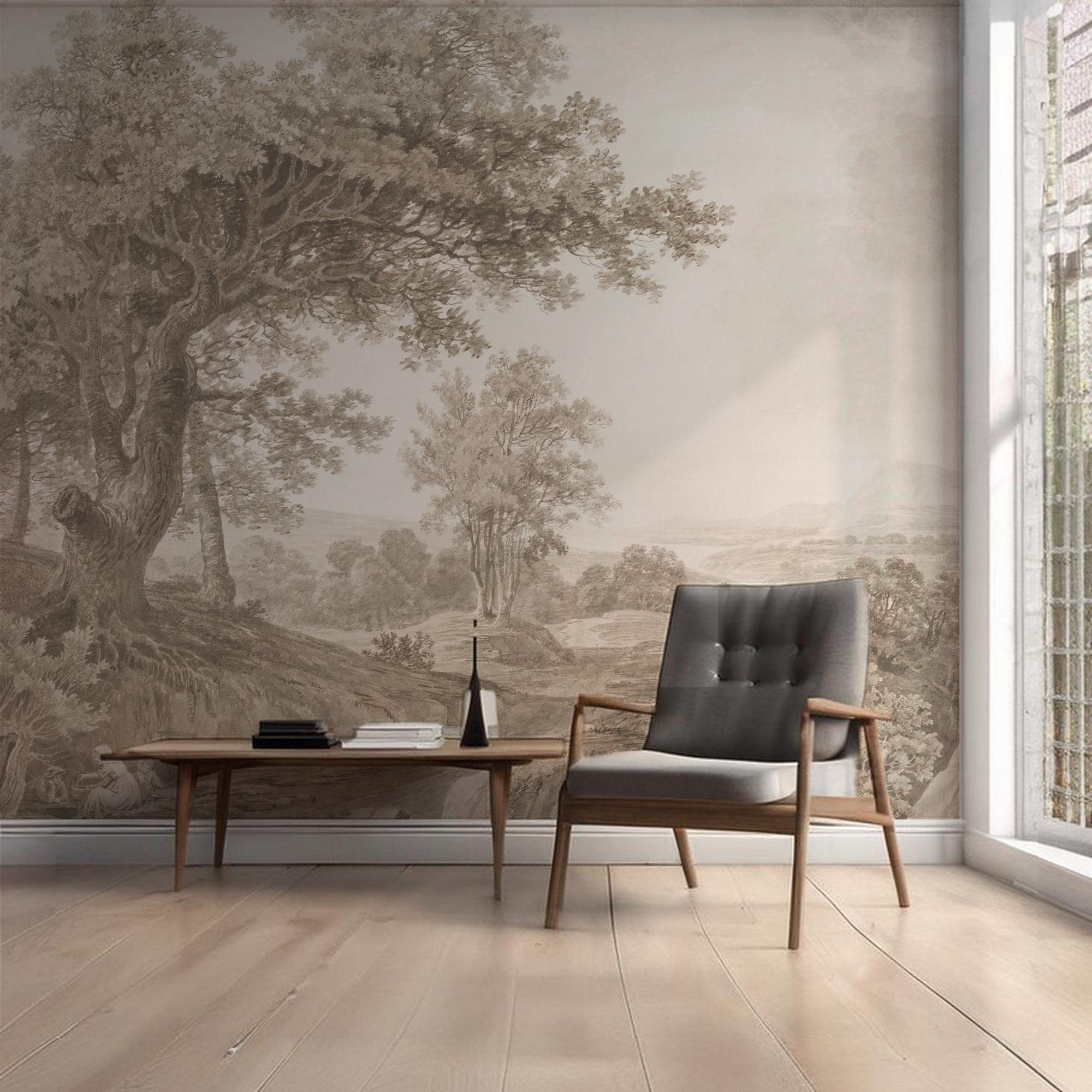 Vintage Tree Landscape Wallpaper Mural: Amazon Forest Peel and Stick - View 2