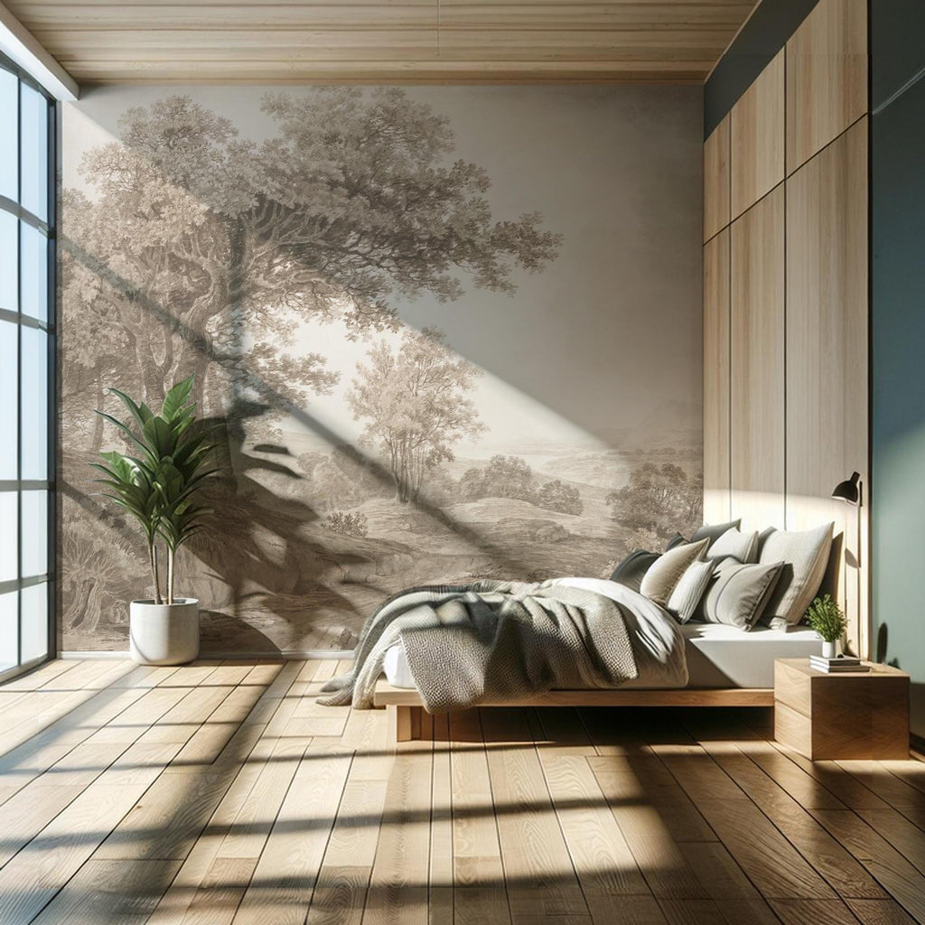 Vintage Tree Landscape Wallpaper Mural: Amazon Forest Peel and Stick - View 4