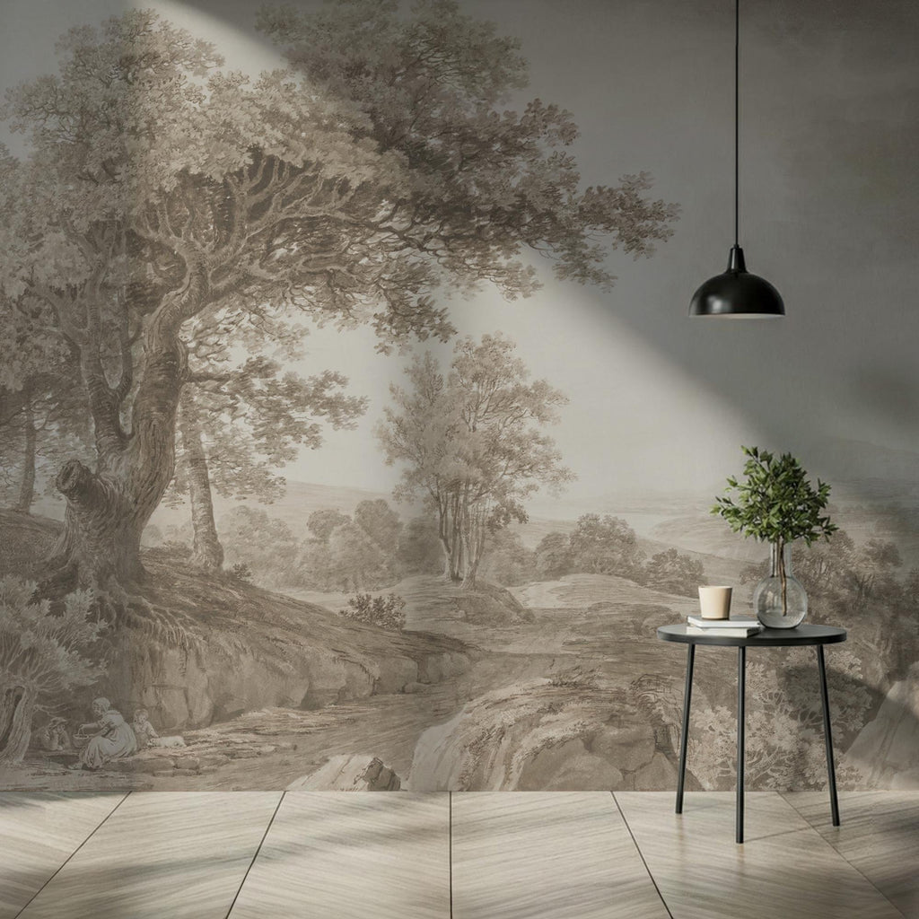 Vintage Tree Landscape Wallpaper Mural: Amazon Forest Peel and Stick - View 5