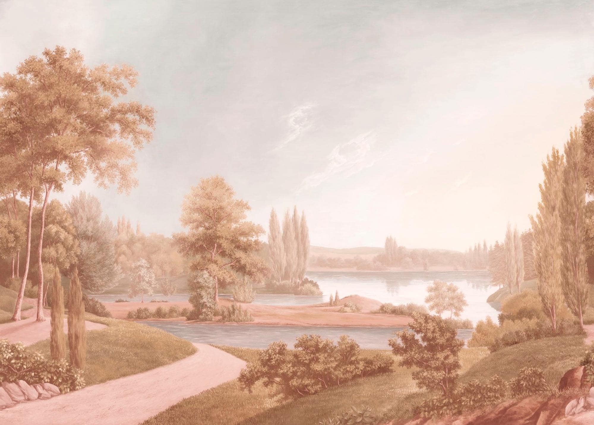 Vintage Countryside Wallpaper Mural: Pastoral Landscape Peel & Stick - View 3