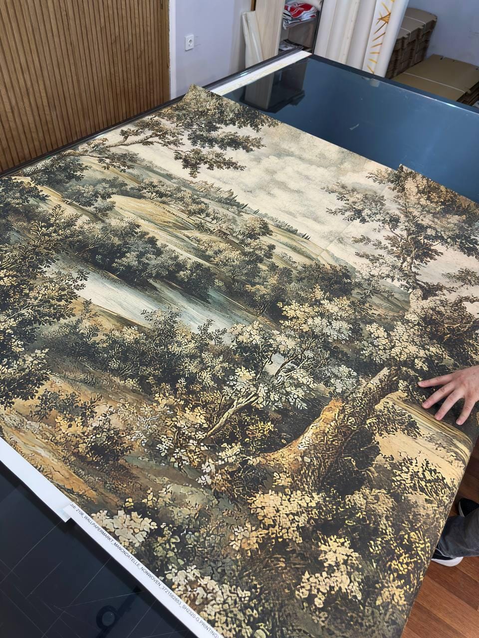 Vintage Countryside Scene Peel & Stick Wallpaper Mural: Pastoral Landscape - View 2