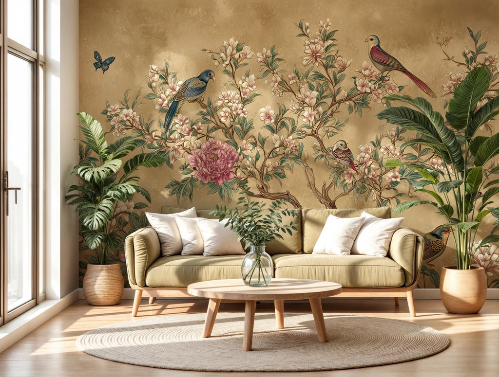 Chinoiserie Bird Blossom Wallpaper Mural - View 3