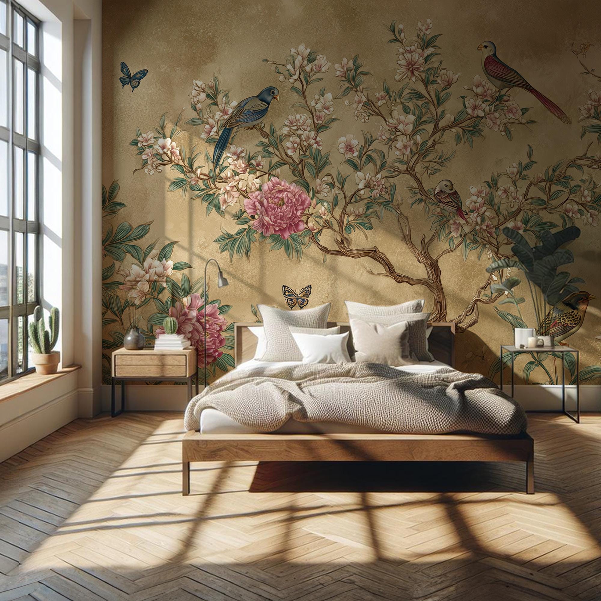 Chinoiserie Bird Blossom Wallpaper Mural - View 5