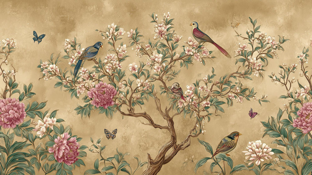 Chinoiserie Bird Blossom Wallpaper Mural - View 6