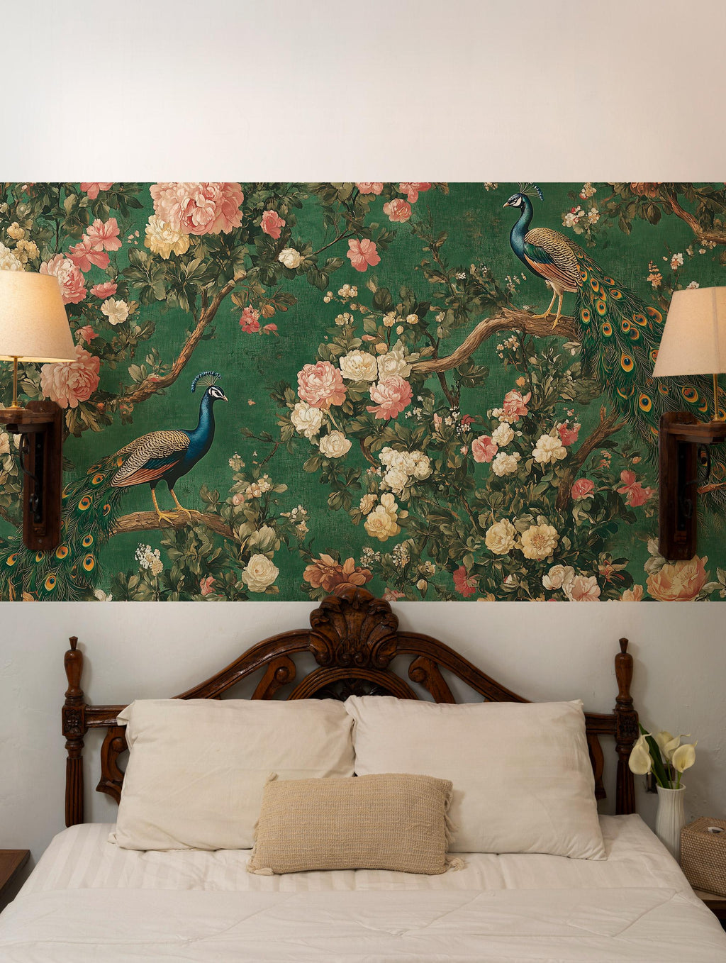 Peacock Chinoiserie Wallpaper Mural - View 4