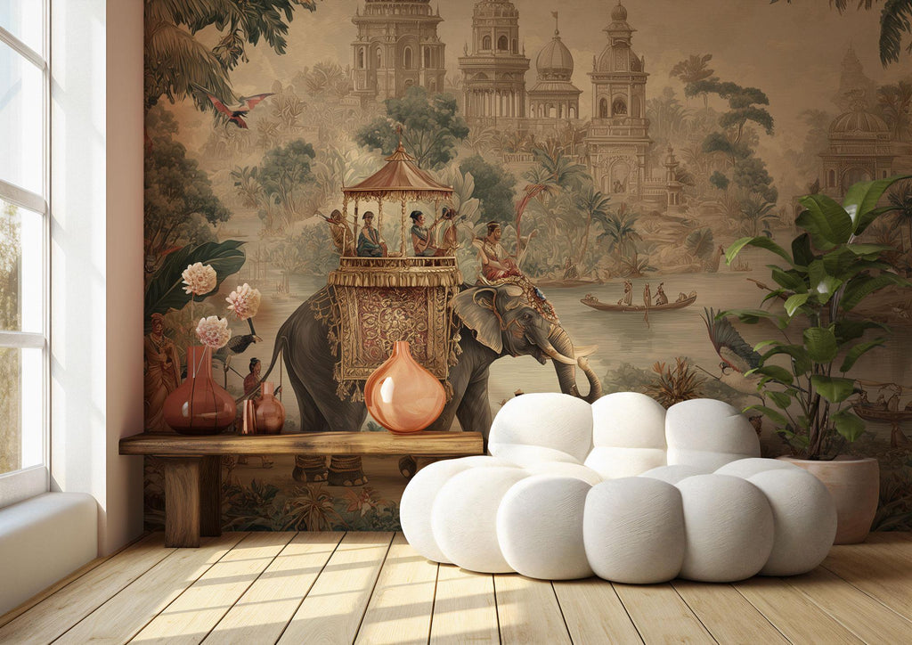 Exotic Elephant Palace Wall Mural: Peel and Stick Wallpaper - View 5