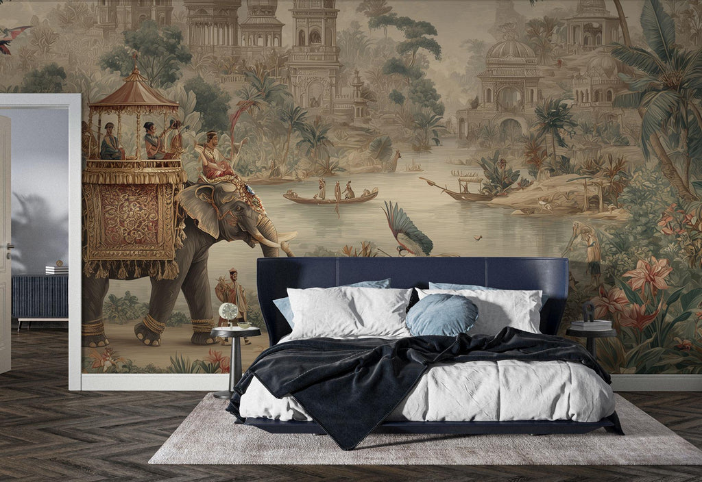 Exotic Elephant Palace Wall Mural: Peel and Stick Wallpaper - View 4