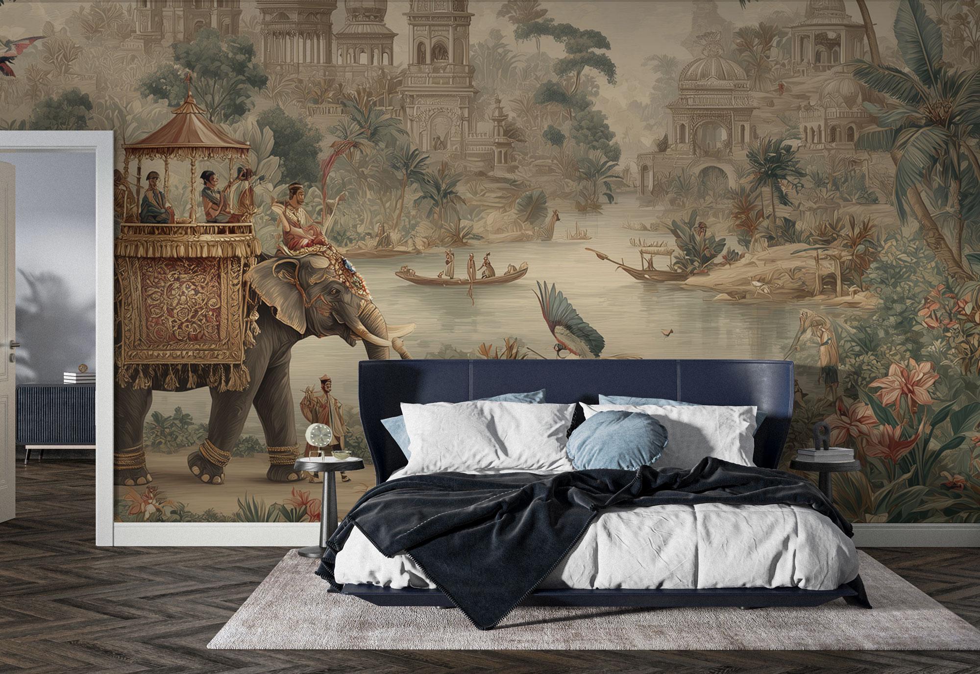 Exotic Elephant Palace Wall Mural: Peel and Stick Wallpaper - View 4