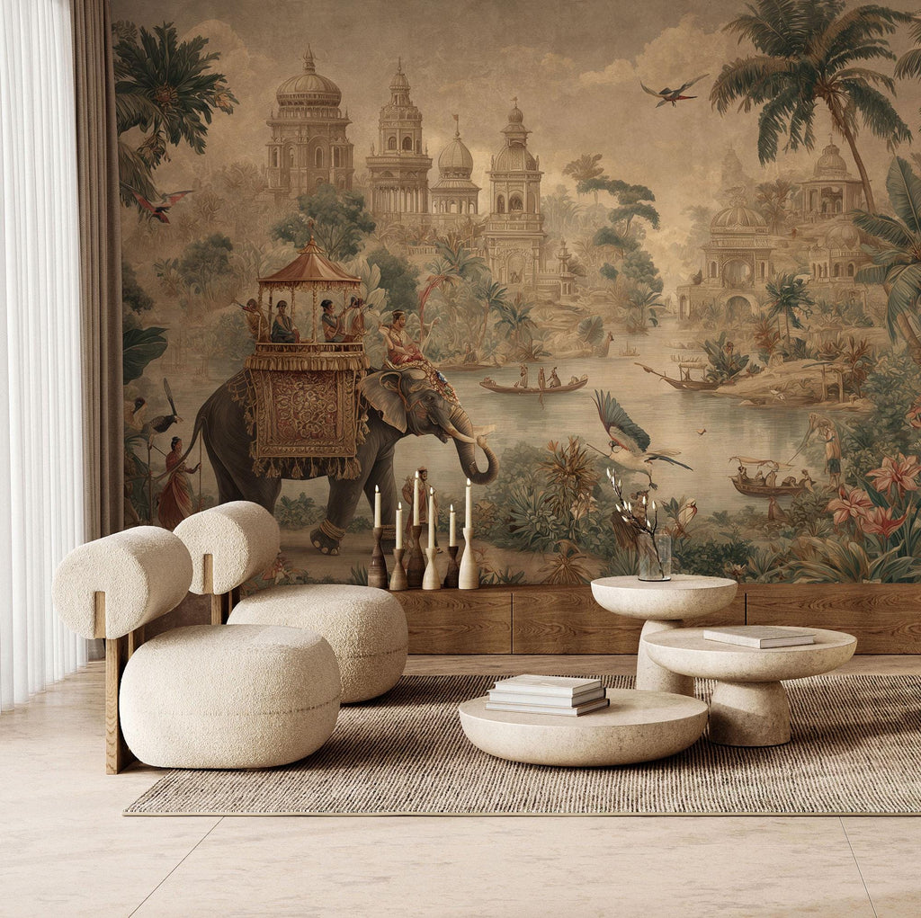 Exotic Elephant Palace Wall Mural: Peel and Stick Wallpaper
